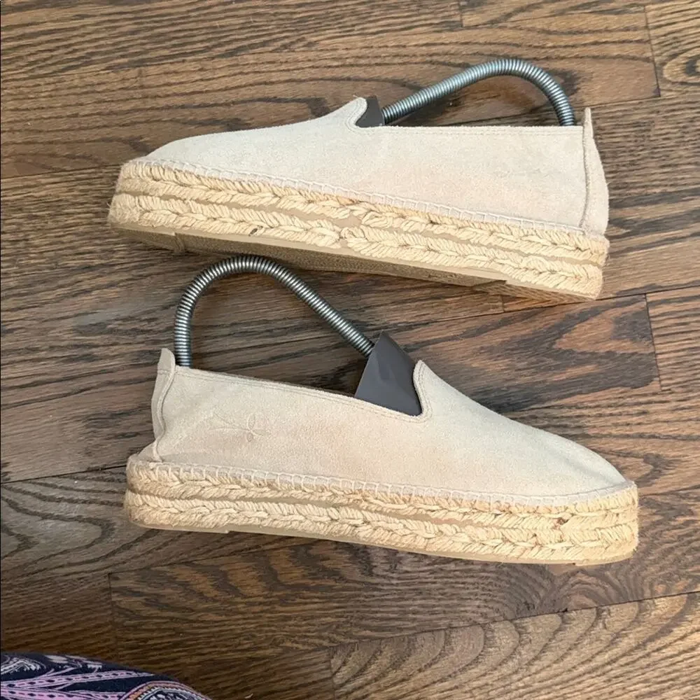Manebí Suede Double Sole Platform Espadrilles Champagne Beige Size US 9 EU 39